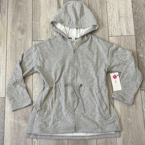 NWT Women’s Yogalicious Lightweight Gray Zip-Up Hoodie with Drawstring